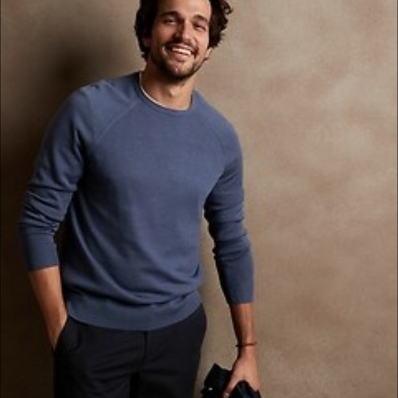 Banana Republic Men's Heathered Blue Crewneck Sweater - Picture 5 of 8